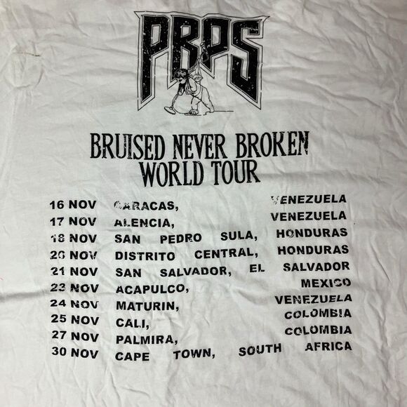 PRPS T Shirt Mens 3XL White Graphic Bruised Never Broken World Tour Streetwear - Picture 10 of 15